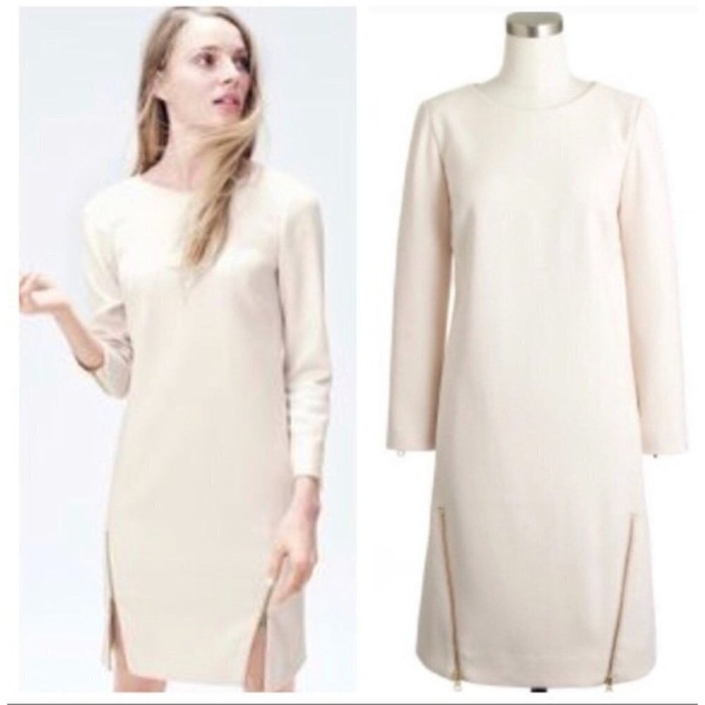 J.CREW White Shift Dress Double Zip Lined Size 6